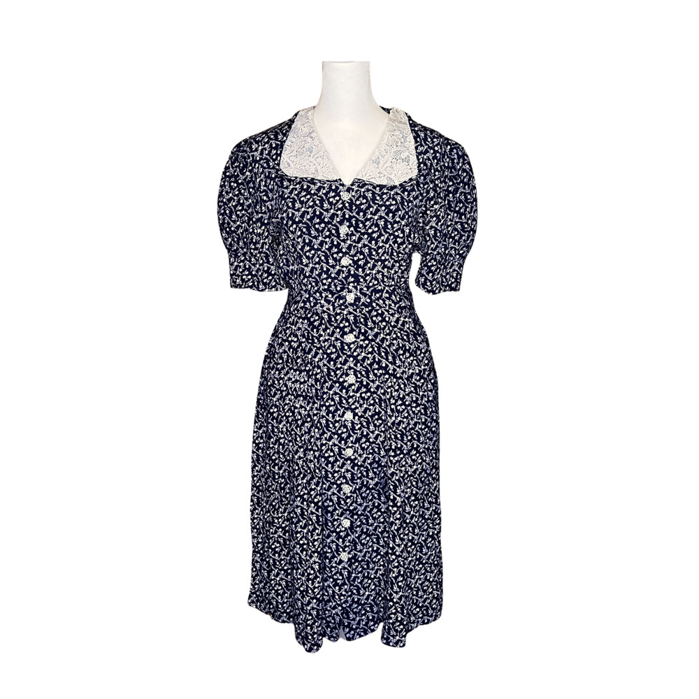 Vtg 90s Karin Stevens Prairie Dress 6 Ditsy Floral Cottagecore Whimsical Dainty